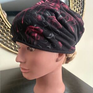 Black and Red Rose Cotton Headwrap